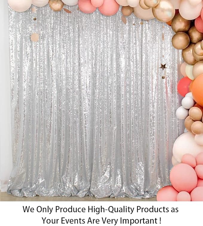 ShiDianYi 4FTX6FT-Silver-SEQUIN Photo Backdrop, Wedding Photo Booth,Photography Background (Silver)