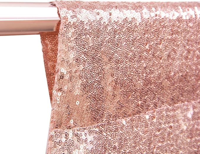 SquarePie Sequin Backdrop Curtain Not See Through Background for Wedding Party 20FT x 10FT Rose Gold
