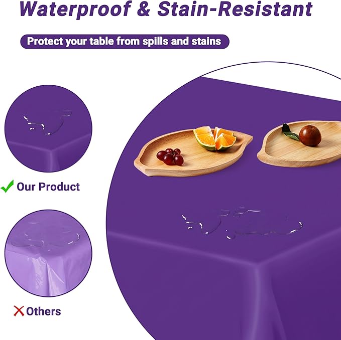 QZYL 12 PCS Purple Plastic Tablecloths, 54 in x 108 in Dinner Table Cloths, Rectangle Table Cover for Birthday Party Family Gathering Wedding