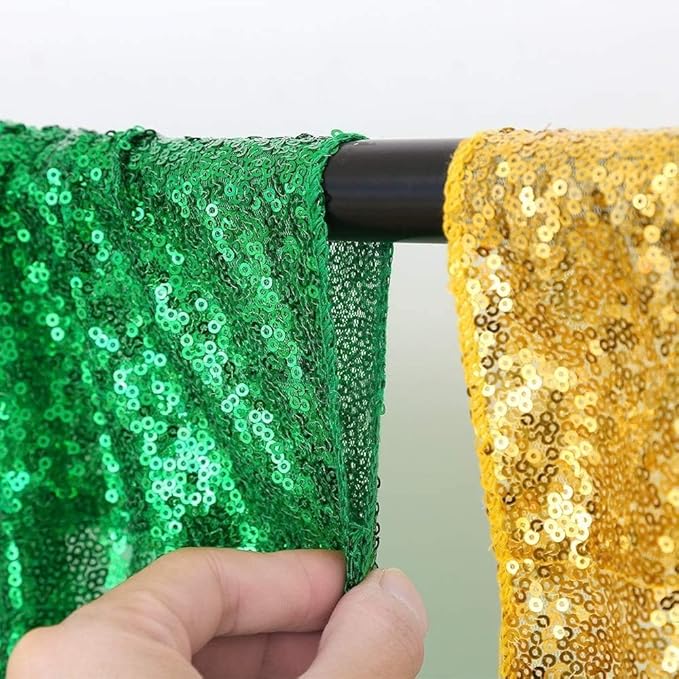 Poise3EHome Green Sequin Backdrop Curtain, 2 Panels 2FTx8FT Glitter Background for Party Halloween Birthday Party Baby Shower Wedding Christmas Thanksgiving Holiday Festival Decor