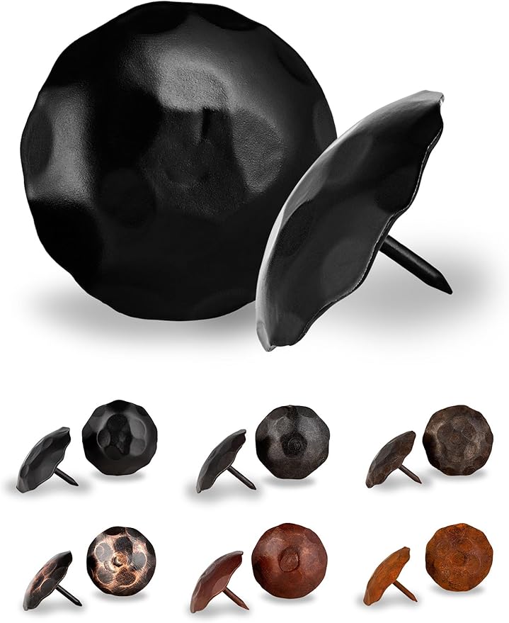 10 Pack 2" Round Head Iron Clavos Decorative Nails – Black – Handmade Rustic Round Fasteners for Farmhouse Shutters, Faux Wood Beams, Barn Doors, Shutters, Gates – Ornamental Wood Accent