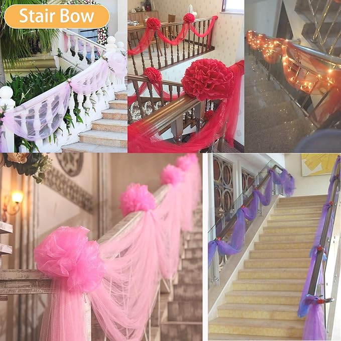 Crystal Organza Tulle Sheer Fabric Backdrop Curtains for Wedding Baby Shower Birthday Party Event Decor, 19” by 30 Yard (Red)