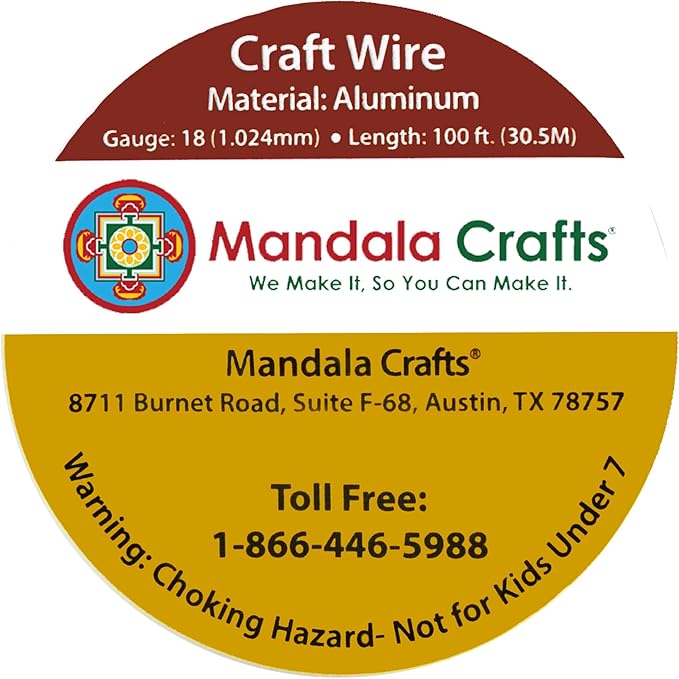 Mandala Crafts 18 Gauge Anodized Aluminum Craft Wire for Jewelry Making - 100 FT Colored Flexible Silver Tone Wire - Bendable for Bonsai Armature Crafting Sculpting