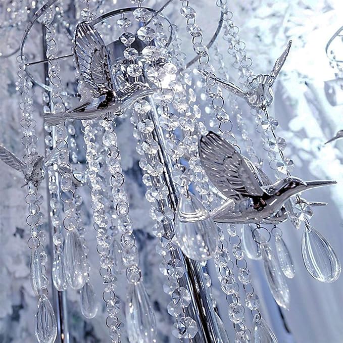 99ft Acrylic Crystal Garland Strands - Hanging Chandelier Gem Bead Chain - 14mm Clear Octagon Prism Diamond String Decorations for Wedding Party Manzanita Centerpiece Christmas Tree