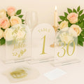 Wedding Table Numbers 1-30 Clear Acrylic Seating Number Signs for Weddings Reception Anniversary Party Decor Seat Number for Tables with Elegant Gold Lettering