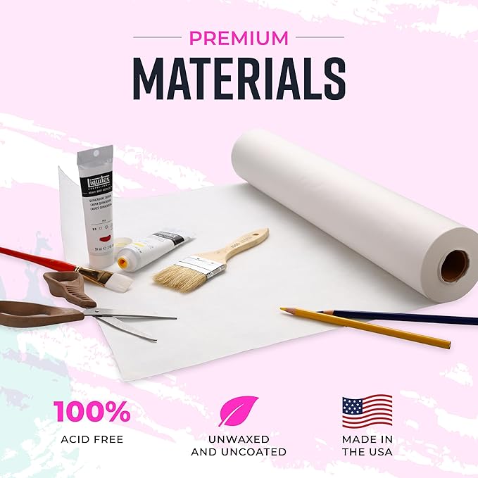 Bryco Goods 18”x1200” (100’) White Wrapping Paper – Kraft Paper Roll for Painting, Drawing, Banner, Bulletin Board, Easel Use, Floor Covering, Packaging, Shipping, Arts & Crafts – Made in USA