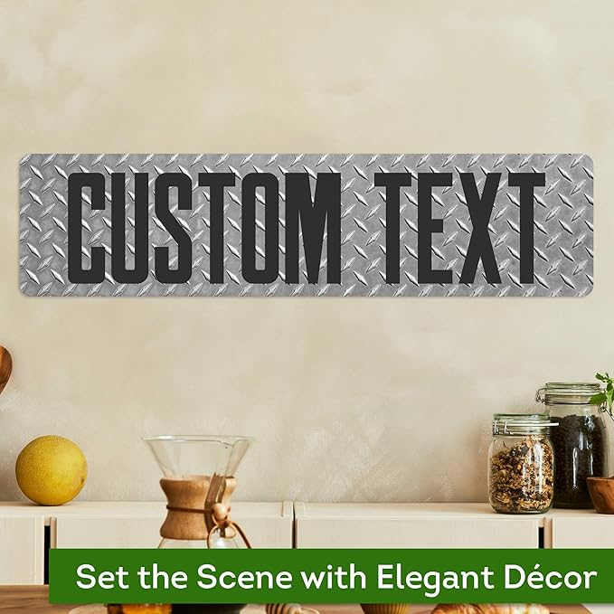 Custom Sign, Custom Street Sign, 11 Font Colors, 13 Font Styles, 4 Hole Options, 22 Sizes, 6x24 Inches, Rust Free DiBound, Fade Resistant, Made in USA by My Sign Center (Diamond Metal)
