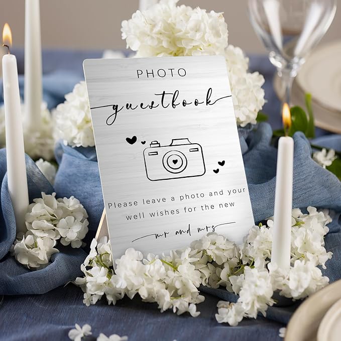 Wooden Photo Guest Book Stand 5x7inch - Wedding & Reception Decor - Gifts for Mr & Mrs