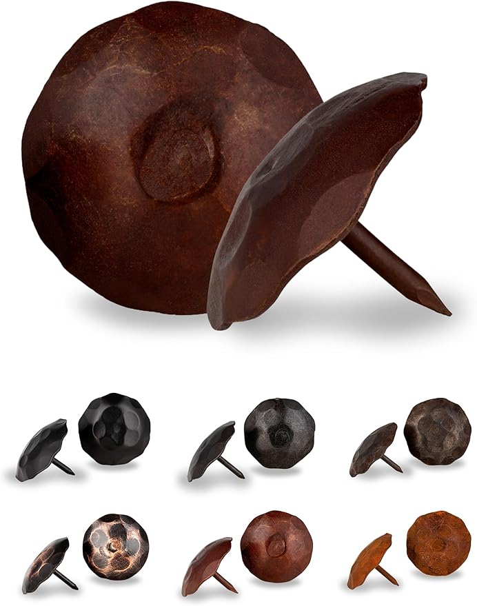 10 Pack 1.5" Round Head Iron Clavos Decorative Nails – Sealed Rusted – Handmade Rustic Round Fasteners for Farmhouse Shutters, Faux Wood Beams, Barn Doors, Shutters, Gates – Ornamental Wood Accent