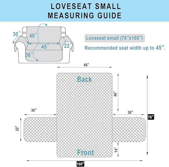 Reversible Loveseat Sofa Covers Couch Cover Furniture Protector(Loveseat Small,Navy/Camel)