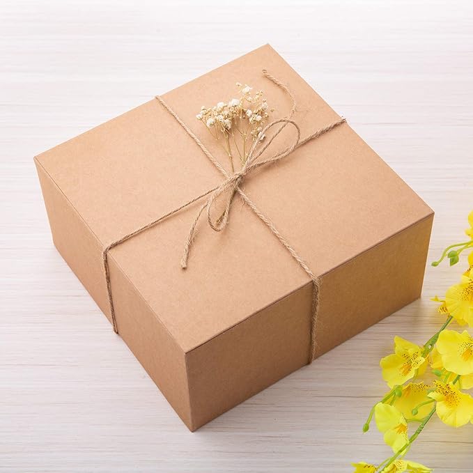 GEFTOL Gift Box 10 Pack 8 x 8 x 4 inches Fold Box Paper Gift Box Bridesmaids Proposal Box for Bridal Birthday Party Christmas（Brown）