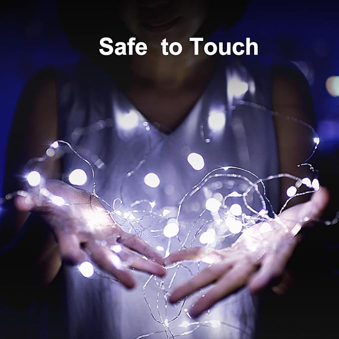 pozzolanas 8 Pack White Battery Operated String Lights - 7ft Waterproof Fairy Lights with 20 LEDs for Home, Mason Jar, Party, Wedding, Halloween, Christmas Decorations