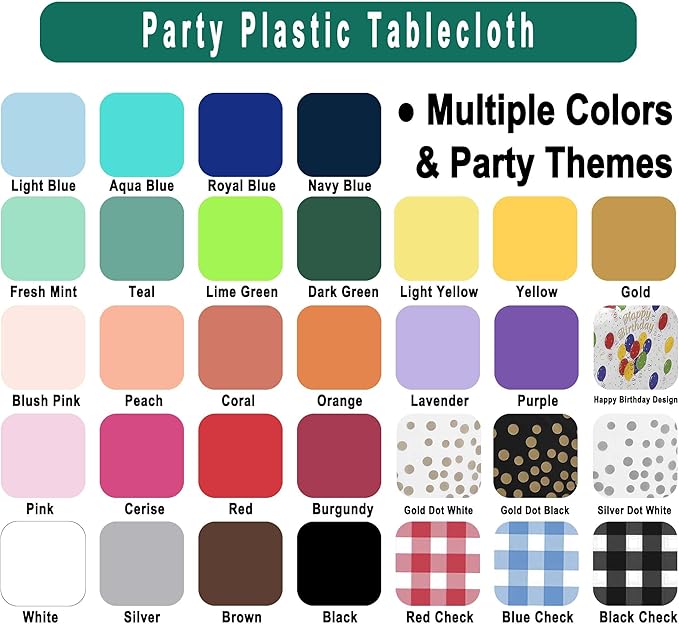 PARTY ULYJA White Plastic Tablecloths 2 Pack Disposable Table Covers 54 x 108 Inch Bridal Shower PEVA Vinyl Table Cloths for Picnic Birthday Wedding Banquet Parties 8 ft Rectangle Table Use