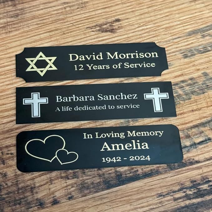 Custom Engraved Name Plates with Adhesive, Made in The USA, Personalized Pet Urn, Memorial Plaque, Picture Frame, Art Tag, Flag case (Silver Plate/Black Text, 1x3 Inch)