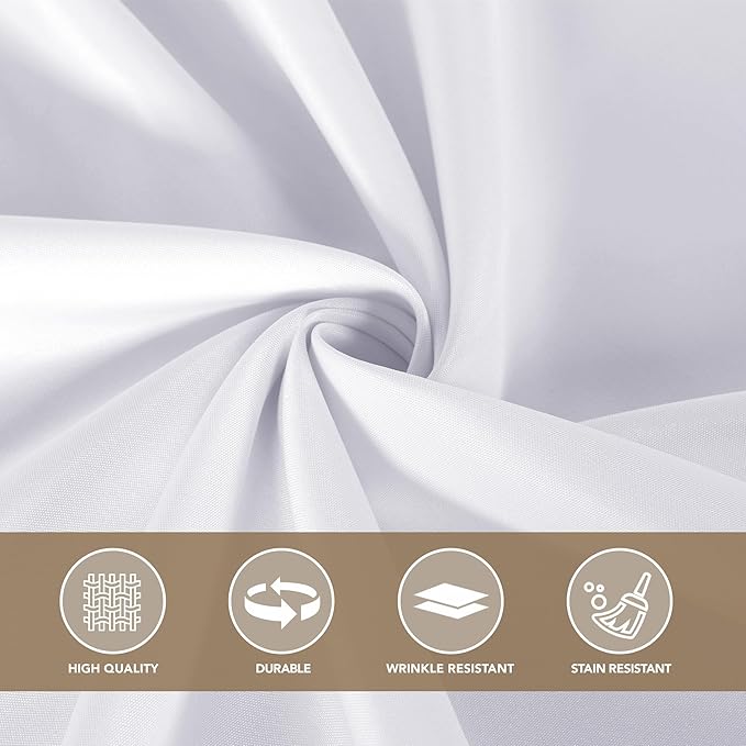 sancua White Square Tablecloths 85x85 Inch - Fabric Table Cloth for Square or Round Tables, Washable Polyester Table Cover for Outdoor Party, Birthday, Buffet, Resturant
