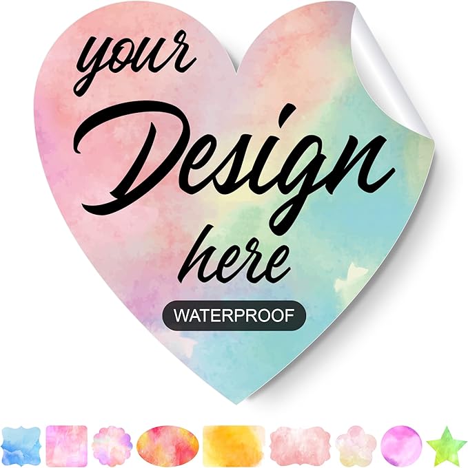 Custom Stickers Personalized Labels - Customized Stickers with Any Design Image Logo Text,Custom Stickers for Business Logo,Custom Thank You Label Stickers,100 Labels (Heart,3.5"x3.5")
