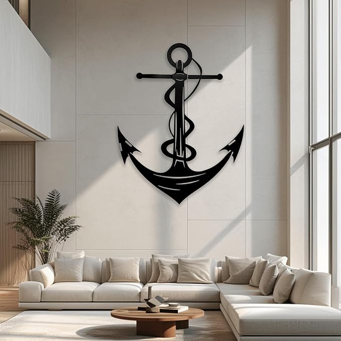 XXQ Anchor Metal Wall Decor, Anchor Metal Wall Art for Bedroom Living Room Dorm Antique Anchor Wall Decor Antique Metal Anchor Farmhouse Decor (Whhite, 28" x 41" / 70 x 105cm)