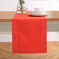 Solino Home Table Runner 90 Inches Long - Cotton Linen Hemstitch Poppy Red Table Runner 14 x 90 Inch for Halloween