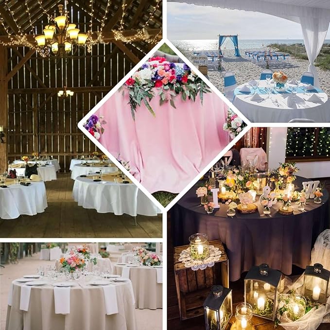 Efavormart Round Tablecloth, 108 Inch Stain & Wrinkle Resistant Washable Table Cloth, Decorative Polyester Fabric Table Cover for Banquet, Wedding, Dining- Ivory