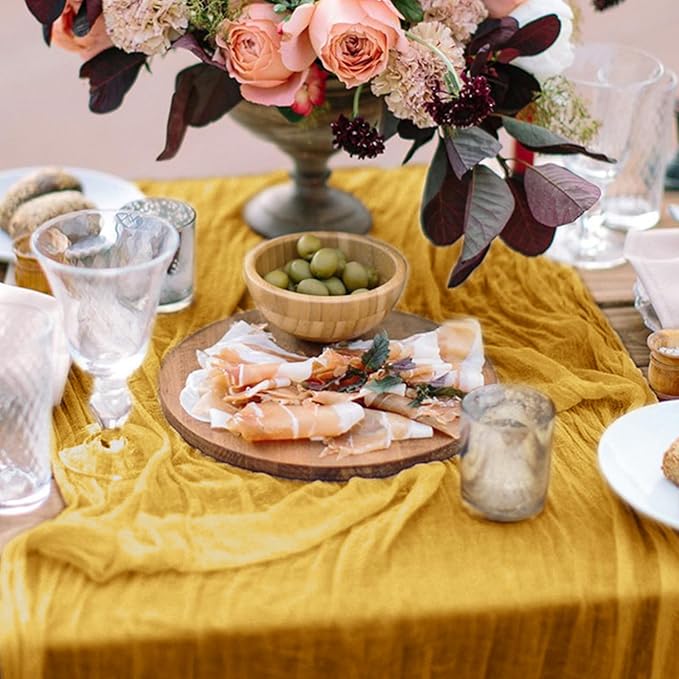 2 Pack Cheesecloth Table Runner 10Ft Christmas Gauze Boho Table Runners for Wedding Decor Bridal Shower Decorations Baby Shower Party(35" x 120")