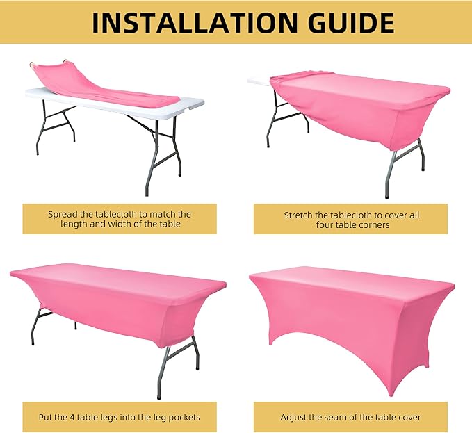 2-Pack 8ft Spandex Table Covers for Rectangle Folding Tables - Washable Elastic Tablecloth - Ultimate Fitted Table Protector for Birthday Parties, Trade Shows, Banquet