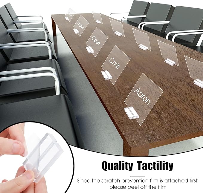 Blulu 60 Pieces Acrylic Place Card Holders 2 Inch Clear Stands Base with 3 mm Card Slot Numbers Display Table Sign for Wedding Exhibition Office Cafe Restaurant Photo Menu Meeting Table Decorations