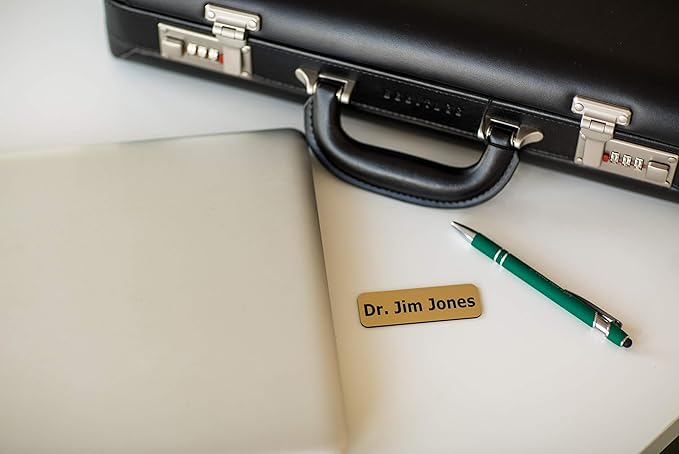 Custom Engraved Name Tag Badges – Personalized Identification with Pin or Magnetic Backing, 1.5 Inches x 3 Inches, Blue/White