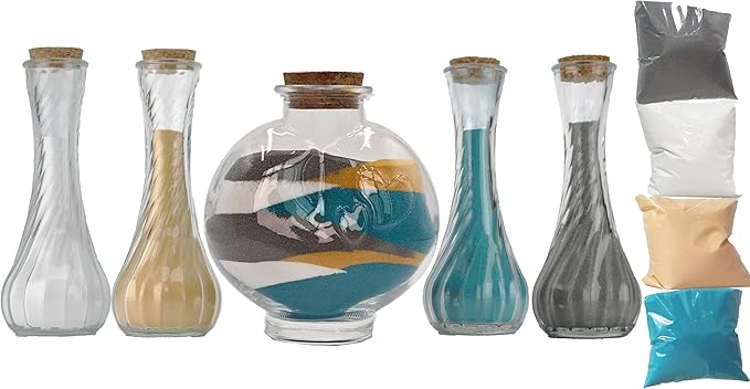 CHENGXINWENHUA Unity Sand Ceremony Set for Wedding Handmade Decorative Jars (4vase)