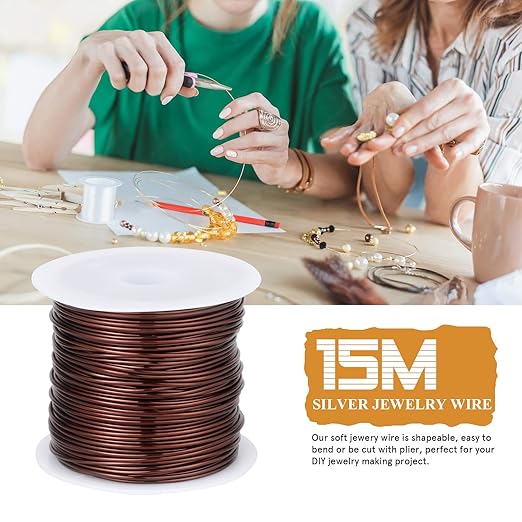 49FT Jewelry Wire 18 Gauge Tarnish-Resistant Copper Beading Wires Roll Bulk for DIY Crafts Jewelry Making, Red Brown