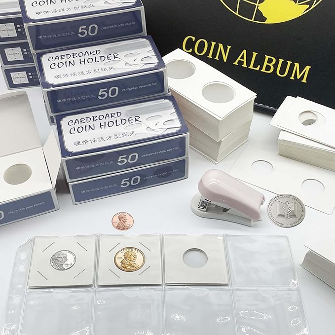 200 PCS Premium Cardboard Coin Flips 2 x 2 inch Coin Collection Supplies for Dime, Mylar Coin Flips Coin Holders for Collectors (Dime Coin Flips)