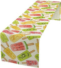 Ce Cream Table Runner, Cold Fruity Popsicles Summer Sweet Seasonal Dinner Runner for Party Holiday Home Kitchen Dining Table Decor 13"x36"