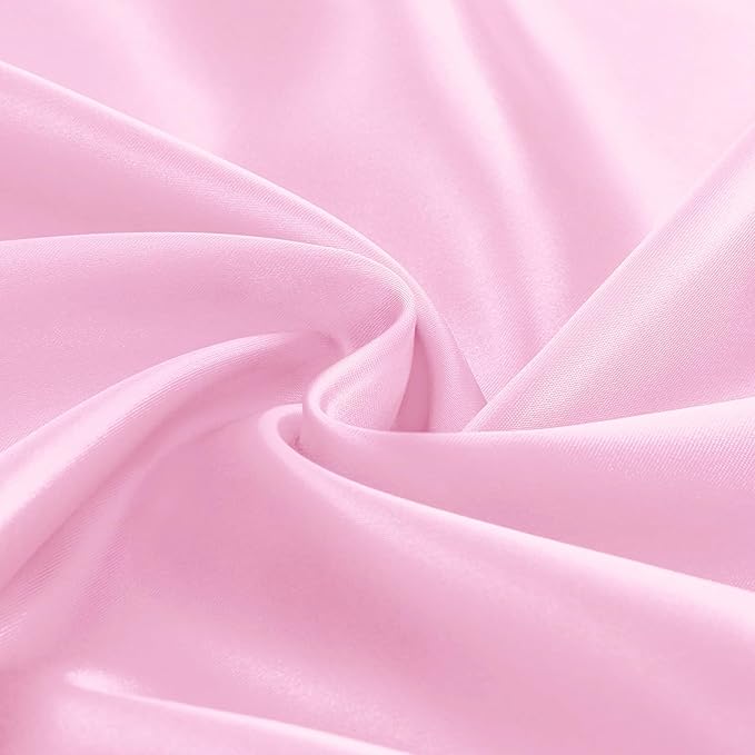 KKJIAF 1 Pack 60 Inch / 5ft Round Table Cloth, Light Pink Overlay Round Satin Table Cover, Silky Satin Dining Tablecloths for Wedding Buffet Parties Banquet Decoration