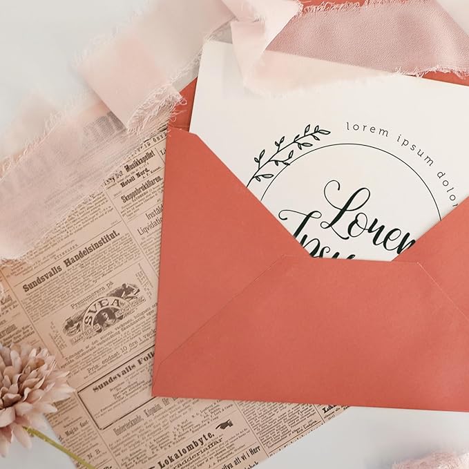 50 Pack 5x7 Envelopes Letter Size, Orange A7 Envelopes Self Seal for Wedding Invitation, Envelope 5.4x7.6 for Greeting Cards, Photos, Baby Shower, Graduation, Thank You Cards, Announcements