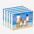 Meetu Acrylic Picture Frame 8x10,Clear Freestanding Double Sided 24mm Thickness Frameless Magnetic Photo Frames Desktop Display with Gift Box Package (5 Pack)