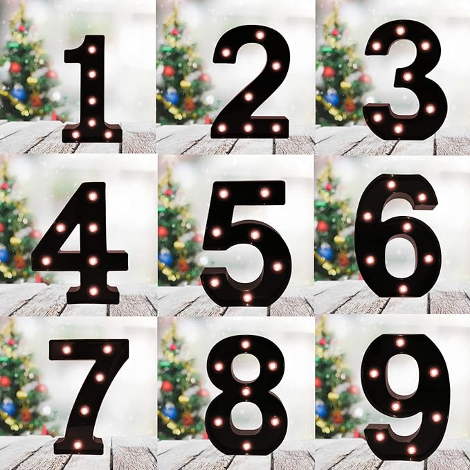 OYCBUZO Light Up Black Alphabet Marquee Number Sign LED Marquee Number Lights Sign for Night Light Home Bar Christmas Lamp Birthday Party Wedding Decoration 9