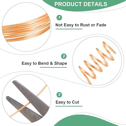 1 mm/18 Gauge Copper Wire for Jewelry Making, 5.2FT Copper Beading Craft Wire for Jewelry/Weaving/DIY Crafting/Planting, Color-Retaining [1.6M, Copper Tone]