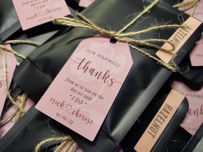 Personalized Gift Tags, Thank You Tags for Wedding Birthday Business Party Favors, Custom Hang Tags with Your Text and String, 2 X 3.75 Inch (Wreath Pattern 8)