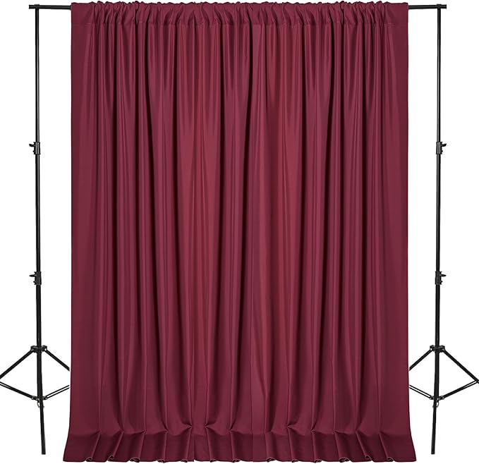DWCN 10x8 FT Burgundy Backdrop Curtains for Parties, Photography Backdrop Drapes with Rod Pockets for Wedding Decorations Stage Birthday Family Gatherings, 2 Panels 5ft x 8ft