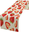 Strawberry Table Runner Spring Summer Wild Berry Fruit Theme Dinner Runner for Girl Baby Shower Party Holiday Home Kitchen Dining Table Decor 13x70