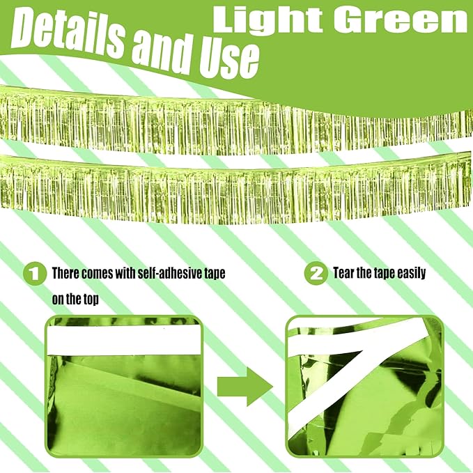 6 Pack 10 Feet Foil Fringe Garland Metallic Tinsel Streamers Banner Wall Hanging Backdrop Banner for Parade Floats, Thanksgiving, Christmas, Birthday, Halloween Party Decorations(Light Rainbow)