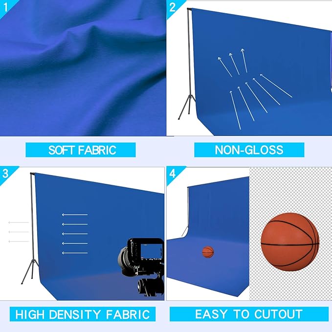 ISSUNTEX 5X7 ft Background Muslin Backdrop, Photo Studio, Collapsible High Density Screen for Video Photography and Television-Blue