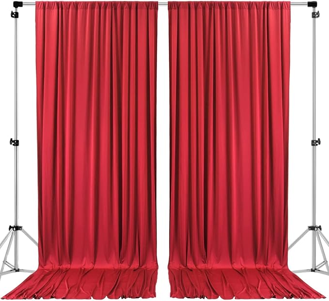 AK TRADING CO. 10 feet x 10 feet Polyester Backdrop Drapes Curtains Panels with Rod Pockets - Wedding Ceremony Party Home Window Decorations - RED (DRAPE-5x10-RED)