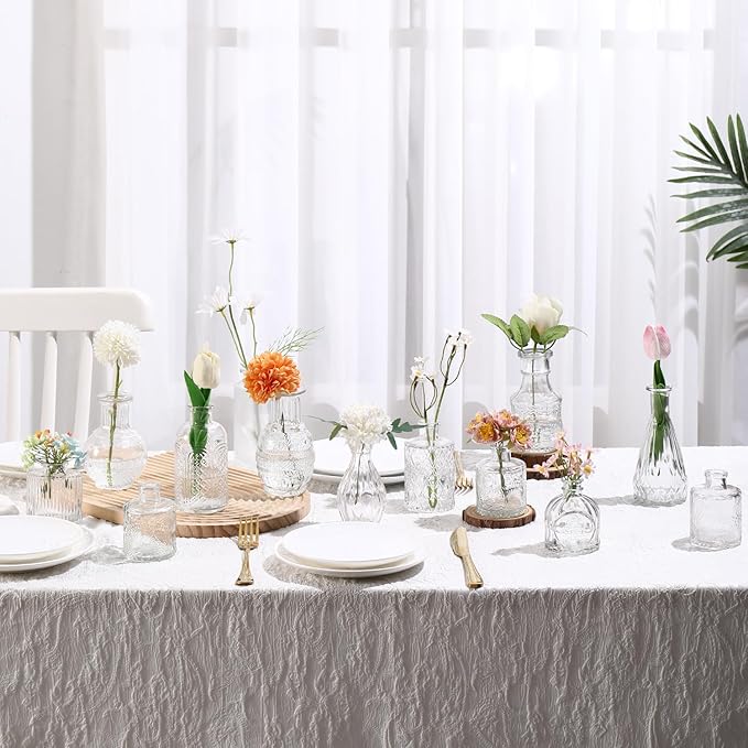Bud Vases in Bulk 32, Clear Glass Bud Vases for Centerpieces, Small Vases for Flowers, Mini Vintage Flower Vase for Centerpieces, Wedding Table Decor, Home Decor
