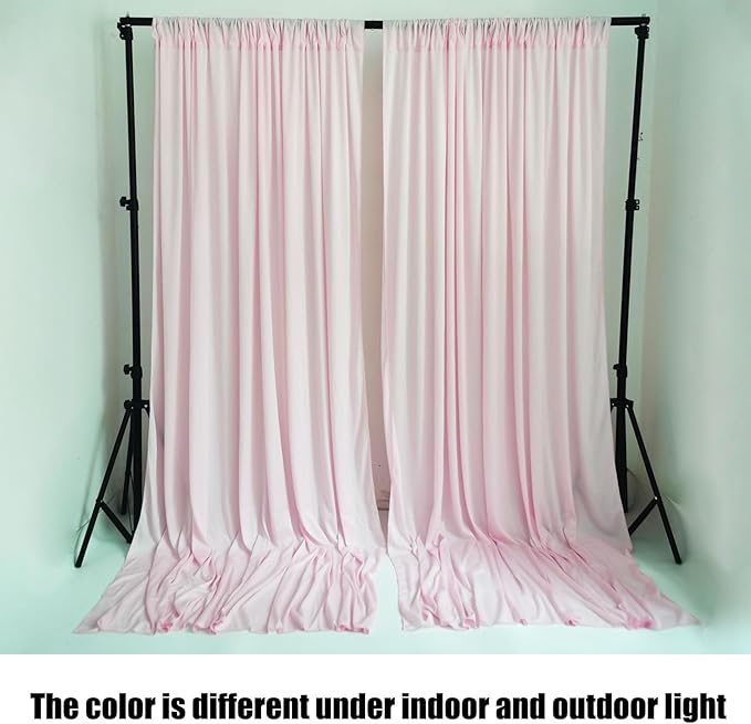 10 x 7 Feet Light Pink Backdrop Curtain for Partie, Background Curtains for Photoshoot, Birthday, Wedding, Halloween, Thanksgiving, Christmas Day, New Year Party Decorations 5Ft x 7Ft, 2 Panels