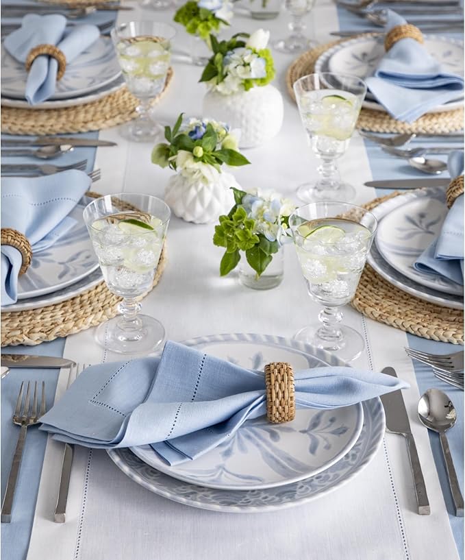 Solino Home Linen White Table Runner 108 Inches Long - 100% Pure Linen 14 x 108 Inch Table Runner for Fall, Autumn, Halloween, Thanksgiving, Holiday - Classic Hemstitch