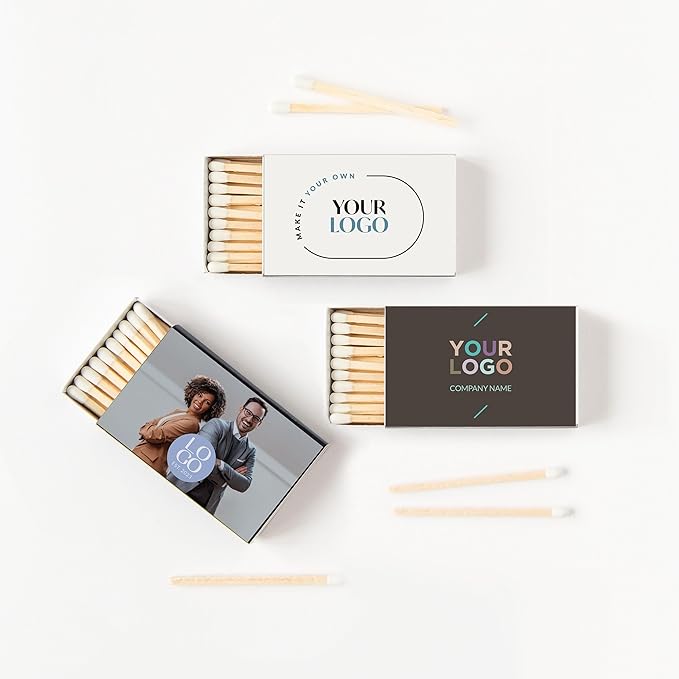 Weddingstar Matchboxes Stickers for Corporate Gift - Your Business Logo - Pack of 50 Navy