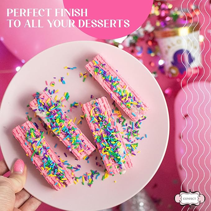 Confect Assorted Edible Sprinkles Pack of 5 – Red, Pink & Silver Dragees with Silver Sparkling Sugar | Costume Party Disco Ball Mix for Cake & Cupcake Decoration | Vegan, Gluten-Free, Nut-Free, Soy-Free, Dairy-Free, Palm Oil-Free - 5 Oz