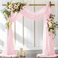 Wedding Arch Draping Fabric 1 Panel 30'' x 18FT Blushing Pink Sheer Chiffon Arch Drapery for Photo Booth Bridal Shower Baby Shower Church Decor Newborn Photography Christening Outdoor Party