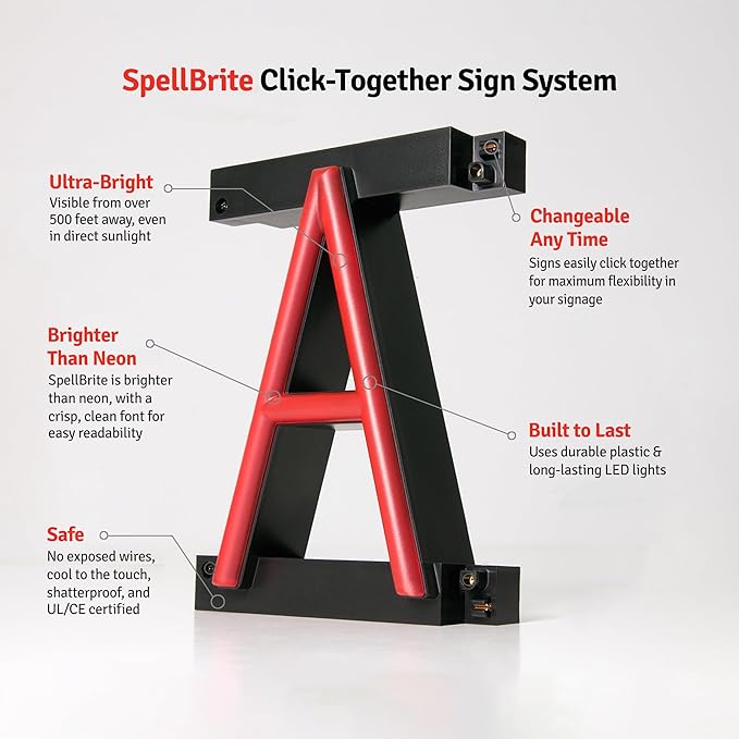 SpellBrite BEER ON TAP Sign | Beer-Related Sign with Neon Look, Red LED Light Source | 38.7" x 6.3"