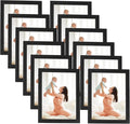 CRUGLA 5x7 Magnetic Picture Frames for Refrigerator 12 Packs, Modified Magnetic Sheet with Self Adhesive Backing, Black 5 by 7 Magnetic Photo Frame Set for Glass Window Door Cubicle